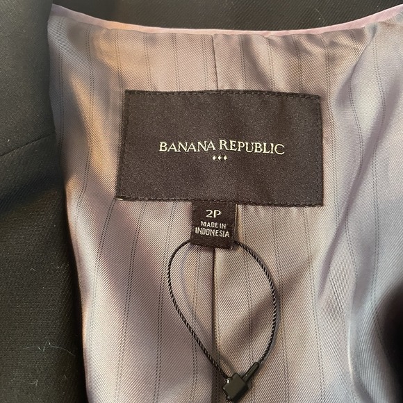 Banana Republic Women's 2P Black Stretch Blazer Petite Tailored Work Jacket - Picture 3 of 9